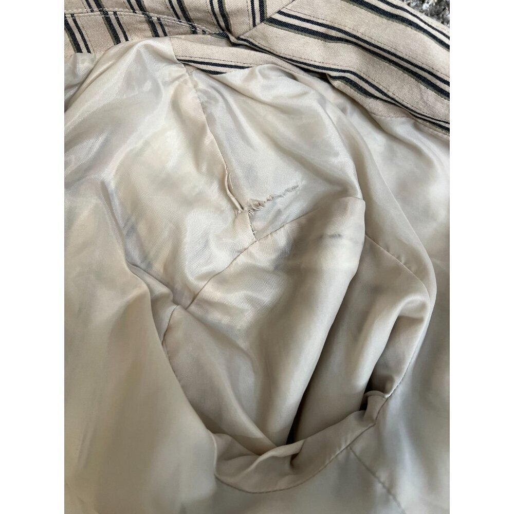 Zara Stripped Blazer Dress Jacket Double Breasted Size M Beige - Picture 4 of 6